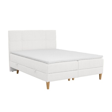 Łóżko kontynentalne EVERTON 140x200 z pojemnikiem, Biały, tkanina Baloo 2073