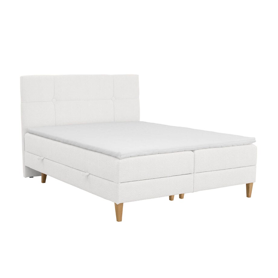 Łóżko kontynentalne EVERTON 140x200 z pojemnikiem, Biały, tkanina Baloo 2073