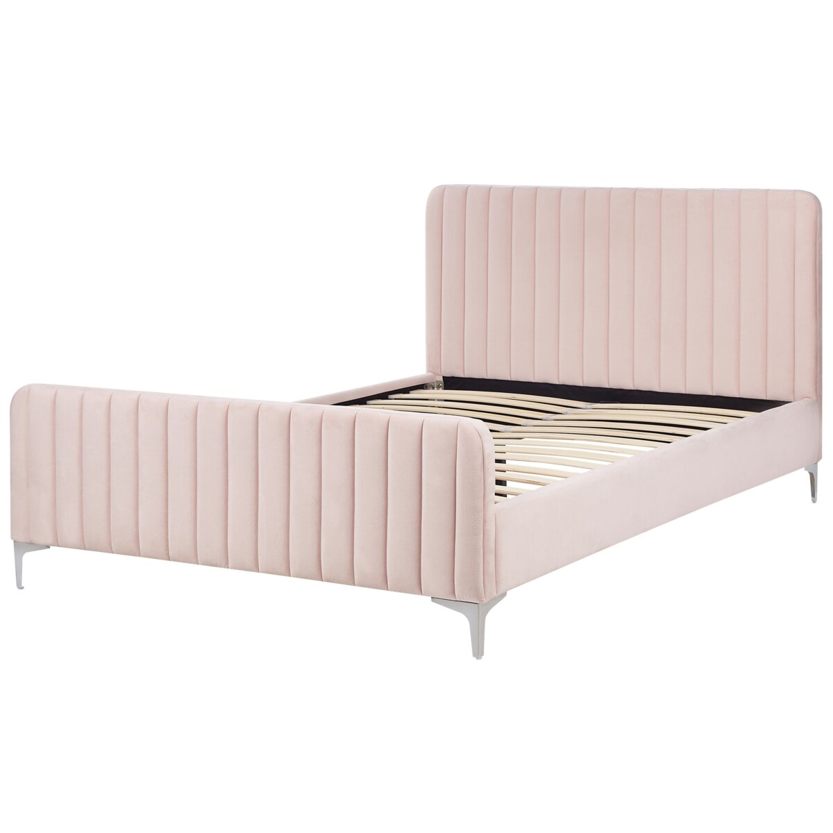 Łóżko welurowe 140 x 200 cm różowe LUNAN