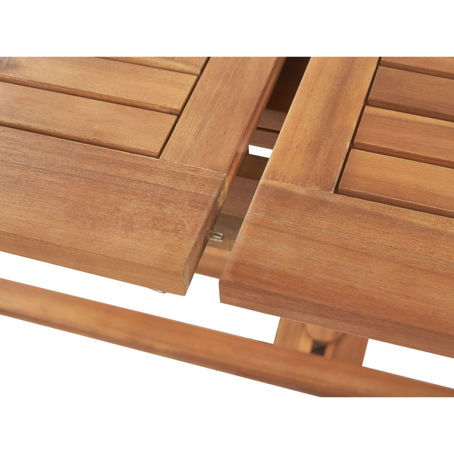 Stół ogrodowy rozkładany akacjowy 160/220 x 90 cm jasne drewno JAVA