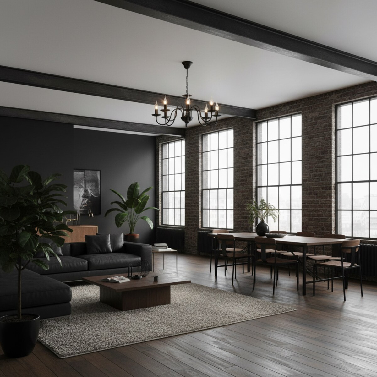 lampa wisząca świecznikowa czarna 8 punktowa edylit loft