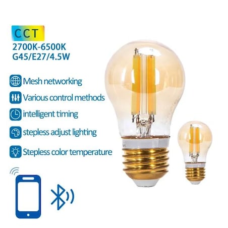 inteligentna żarówka bluetooth mesh g45 4.5w cct 2 szt. ,z pilotem