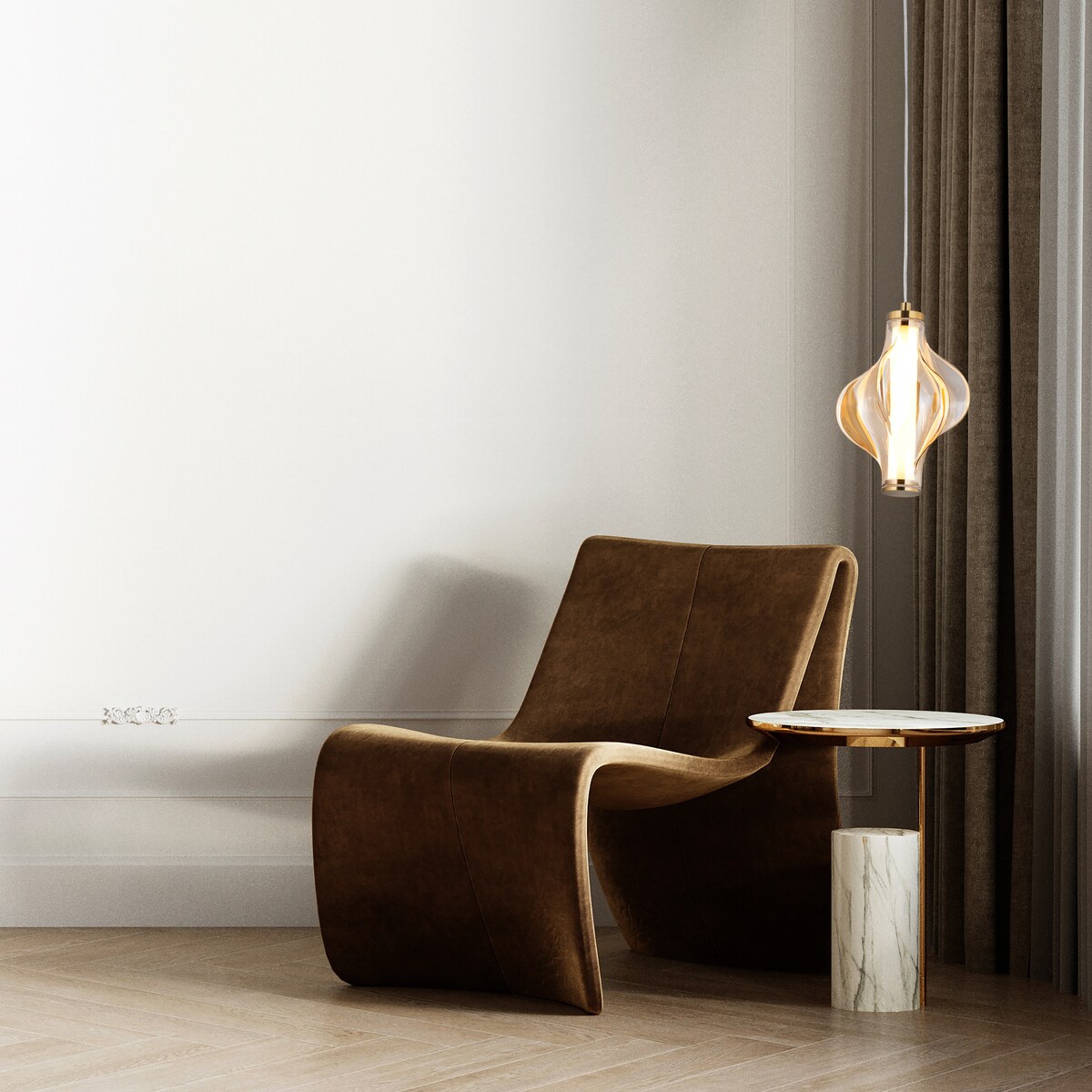 Lampa wisząca LED 8W ELVA Brass bursztynowa TK Lighting – regulowana, ciepłe światło 3000K, 1032 lm