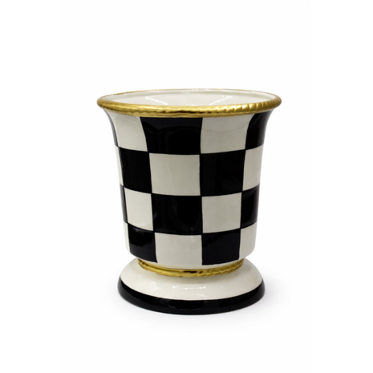 Osłonka doniczka w kratkę 30,4x30,4x34 cm czarno-biała