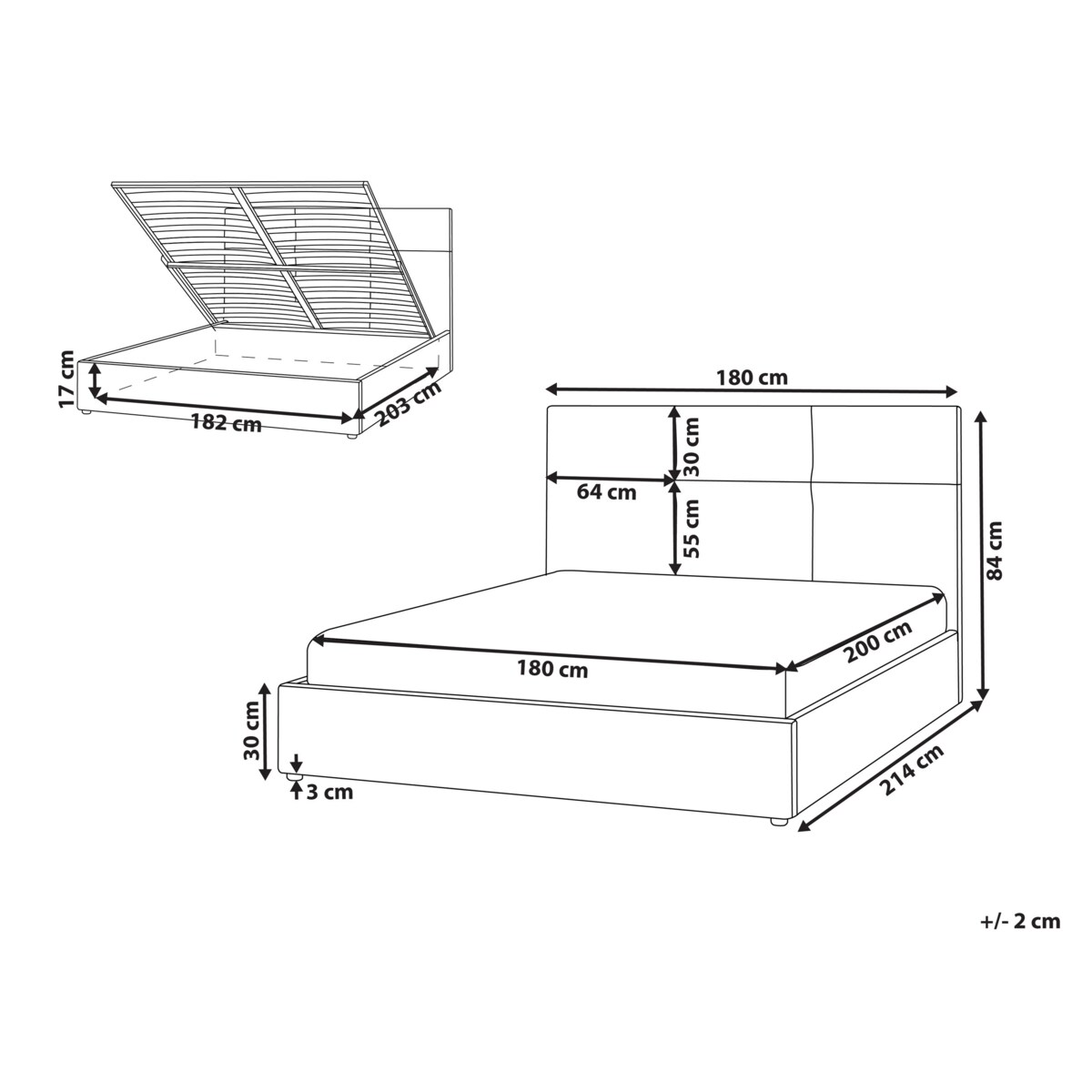 Łóżko z pojemnikiem LAGORD 180 x 200 cm Beżowoszary