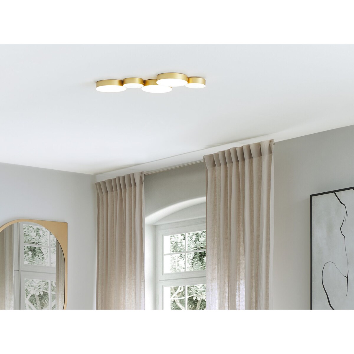 Lampa sufitowa LED 5-punktowa metalowa złota LUGA