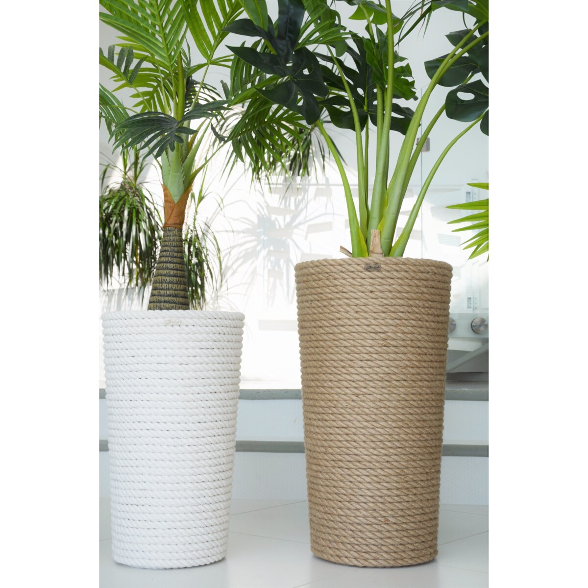 28 BOHO sznurek BIAŁA BAWEŁNA wysoka osłonka + wkład doniczka koszyk naturalny gruby sznurek LINA z trawy plecionej JUTA styl skandynawski etno loft marynistyczny wzór 28/BB16