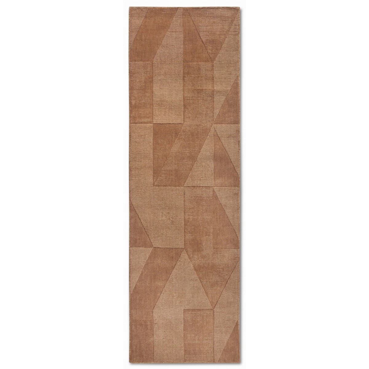 Chodnik wełniany do korytarza 80x250cm, brązowy nowoczesny wzór 3D