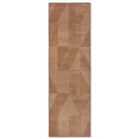 Chodnik wełniany do korytarza 80x250cm, brązowy nowoczesny wzór 3D