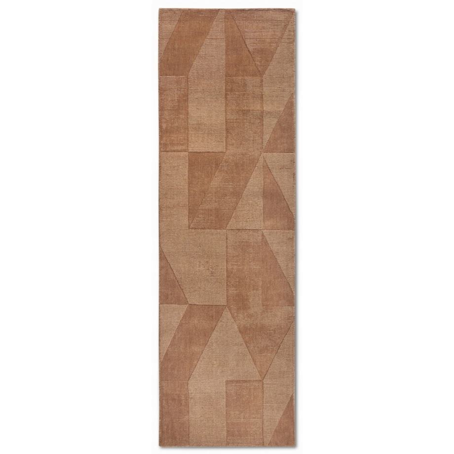 Chodnik wełniany do korytarza 80x250cm, brązowy nowoczesny wzór 3D