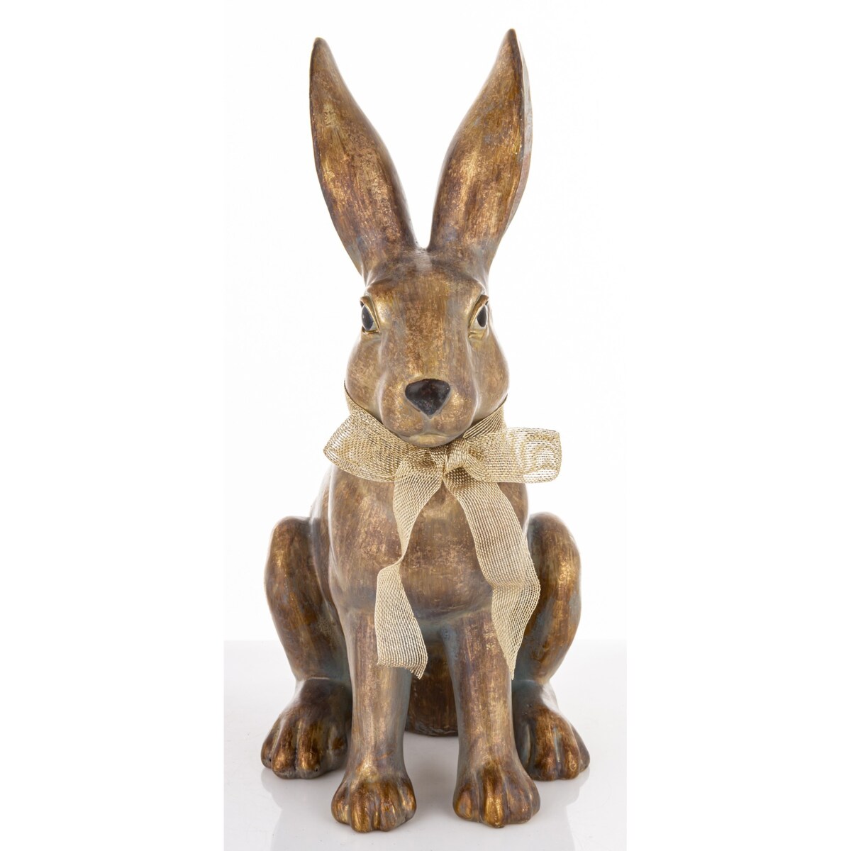 Dekoracja - złoty królik 47,5x19x27 cm ANNORA-2 z ażurową wstążeczką