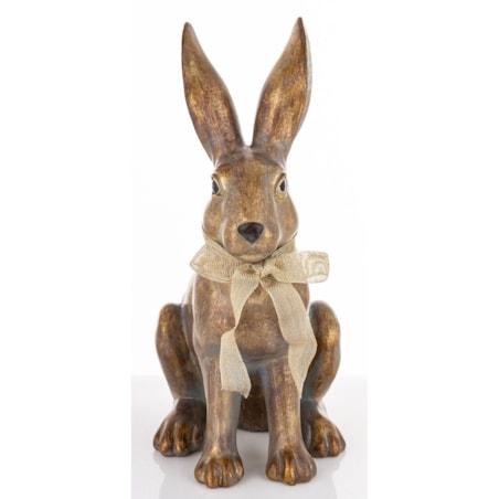 Dekoracja - złoty królik 47,5x19x27 cm ANNORA-2 z ażurową wstążeczką