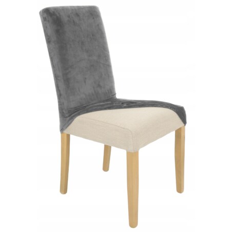 Pokrowiec na krzesło szary welur uniwersalny elastyczny