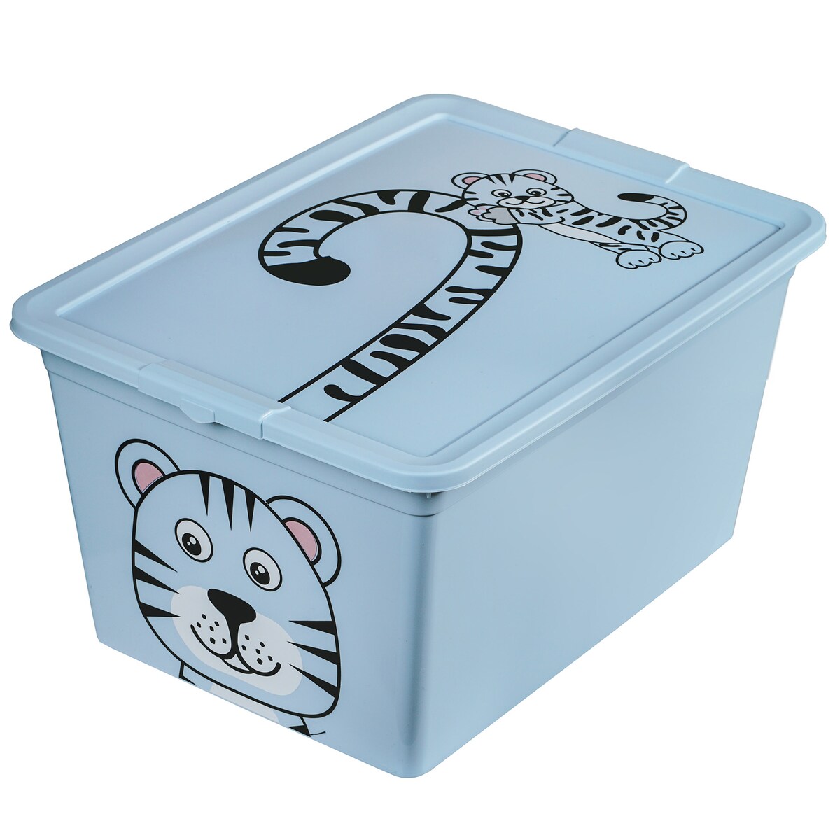 Pojemnik Plastikowy Na Zabawki Z Pokrywą 30 L Zamykany Do Pokoju Dzieci Niebieski