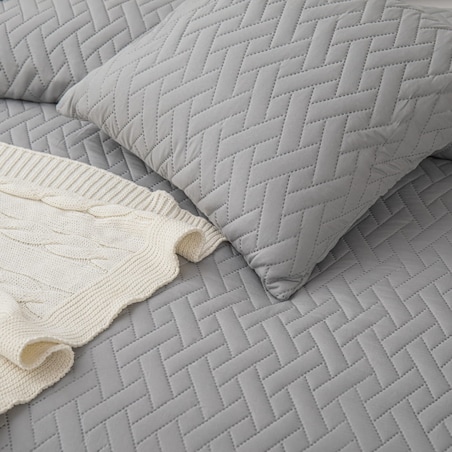 Szara Narzuta Pikowana na Łóżko 140 x 200 Dash