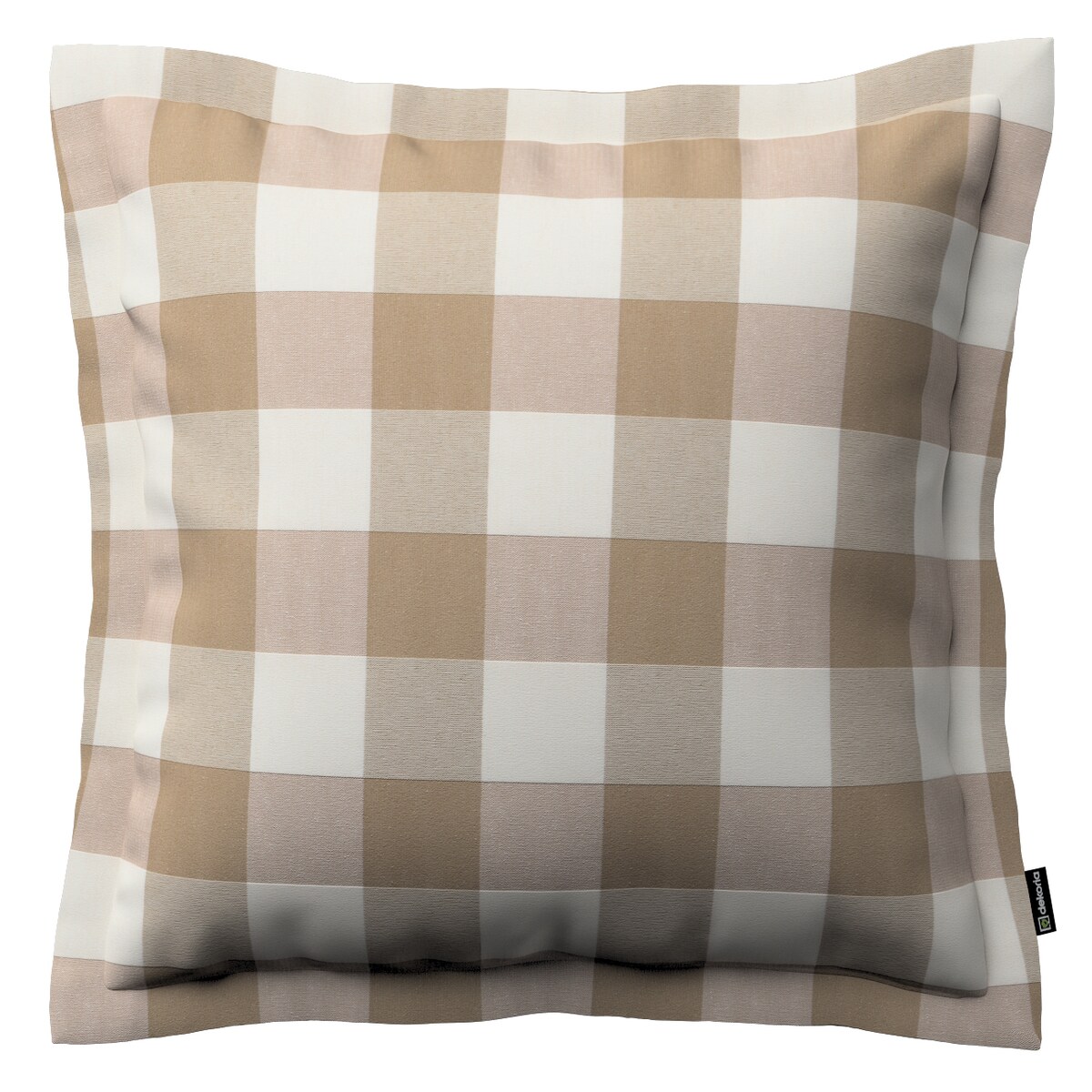 Poszewka Mona na poduszkę 45x45 beżowo-biała krata (5,5x5,5cm)