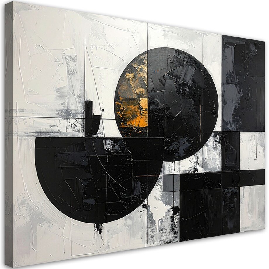 Obraz do salonu sypialni, Abstrakcja tekstura figury geometryczne czarny