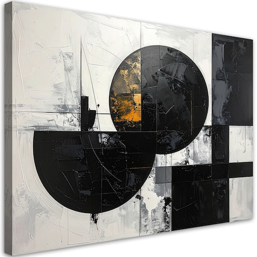 Obraz do salonu sypialni, Abstrakcja tekstura figury geometryczne czarny