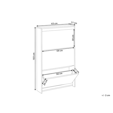 Szafka na buty 3 przegrody lustrzane fronty biała MIDFIELD