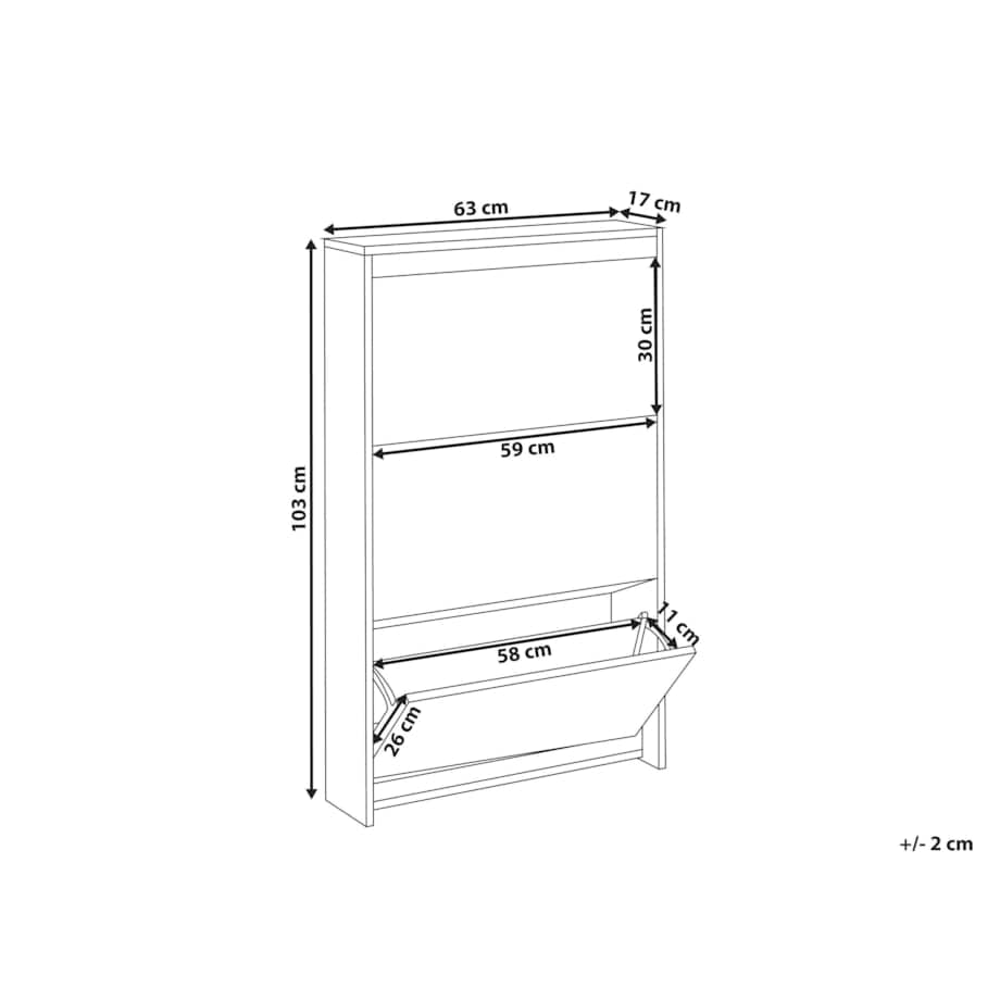 Szafka na buty 3 przegrody lustrzane fronty biała MIDFIELD