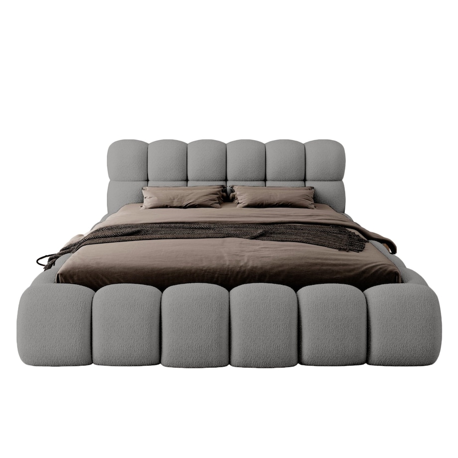 Łóżko tapicerowane 160x200 cm szare bouclé Santo