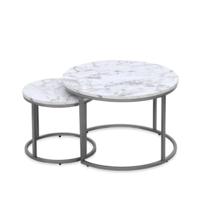 ZESTAW 2 STOLIKÓW Tunise 60/40 i 38/34 cm MARMUR złoty