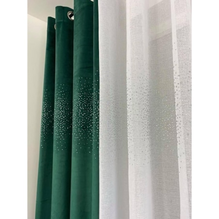Zasłona welurowa "Alluminium" 140x250 kryształki butelkowa zieleń