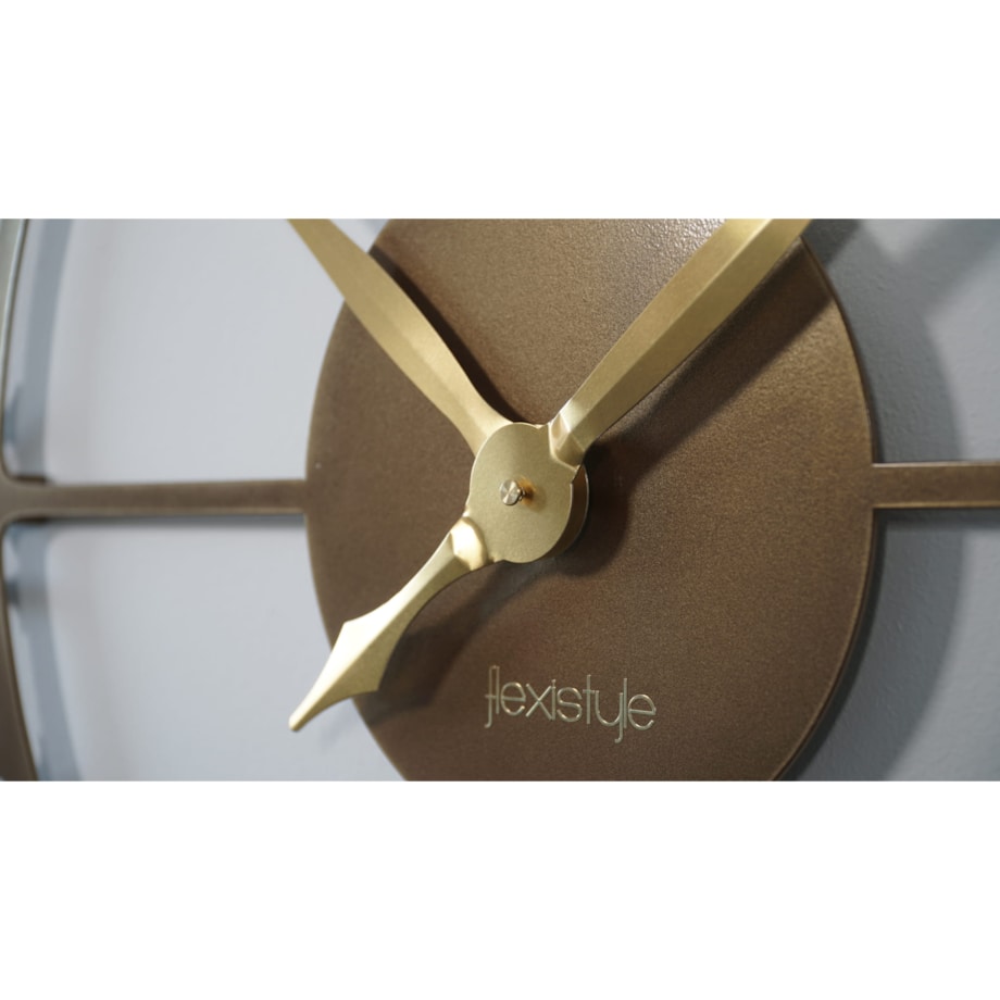 Złoty metalowy zegar ścienny 80cm