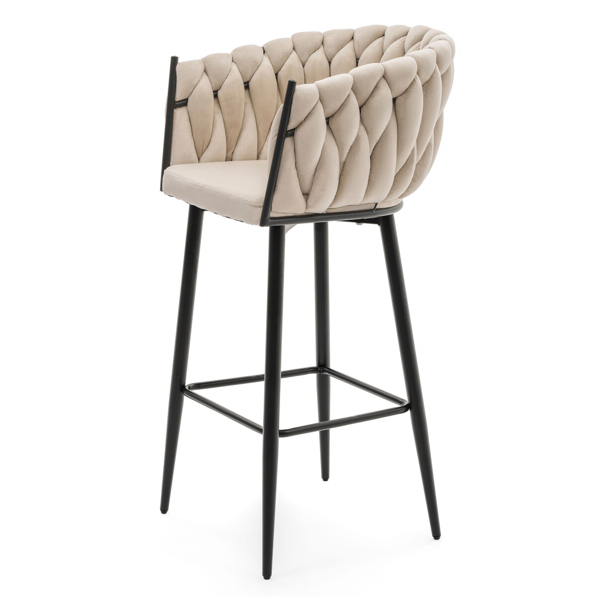 Hoker tapicerowany welurowy pleciony do salonu jadalni barowy glamour LATINA