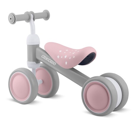Rowerek biegowy trójkołowy jeździk dla dzieci lekki Ricokids szaro-różowy