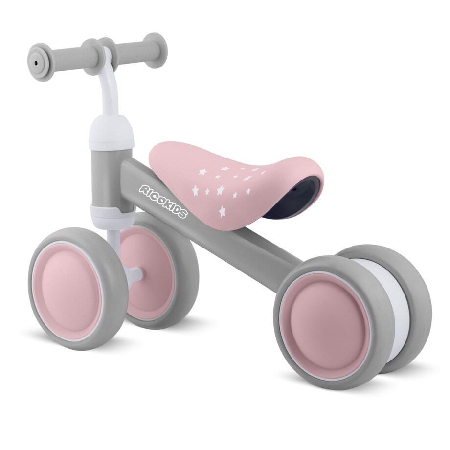 Rowerek biegowy trójkołowy jeździk dla dzieci lekki Ricokids szaro-różowy