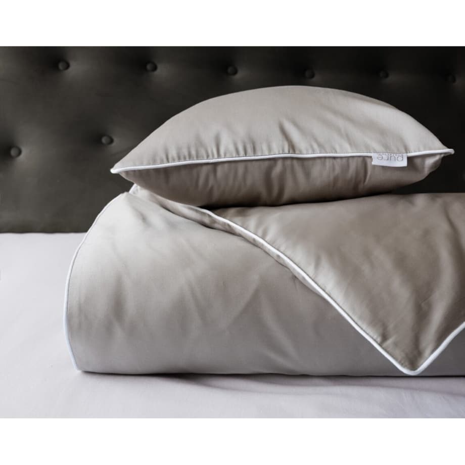 Pościel Pure z Makosatyny bawełnianej 160x200 Beżowa Premium