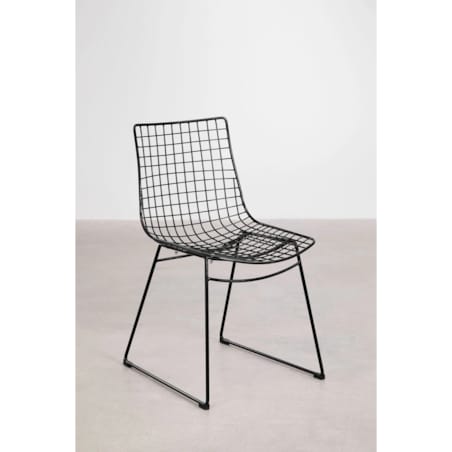 Krzesło metalowe, czarne z brązową poduszką Renee