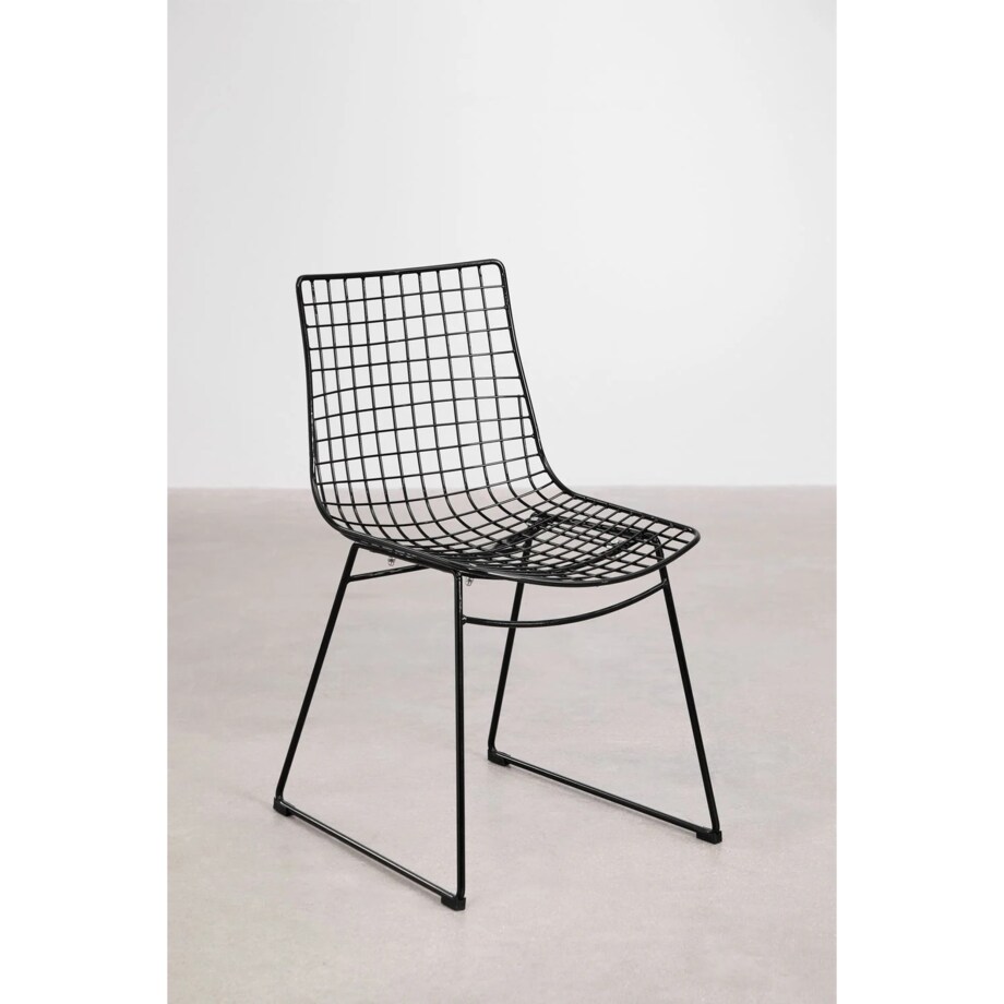 Krzesło metalowe, czarne z brązową poduszką Renee