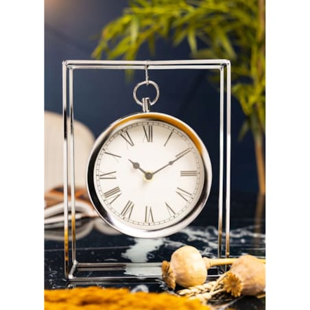 Zegar stołowy na metalowym stojaku, 25 cm