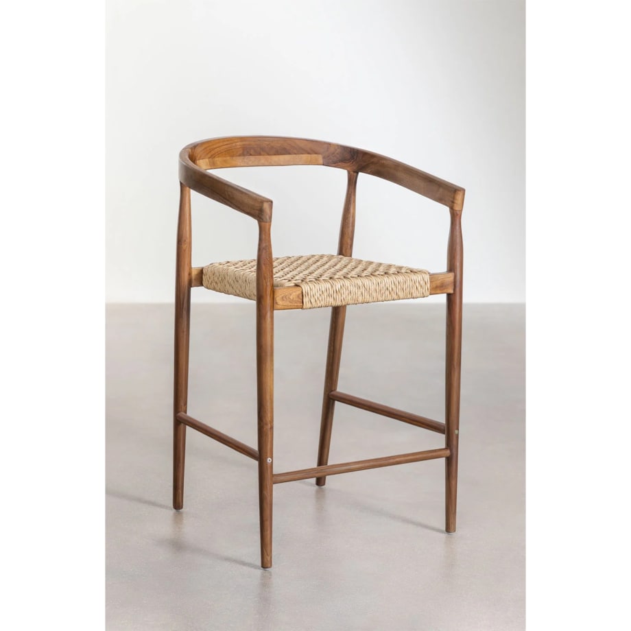 Krzesło barowe z drewna tekowego, kpl. 2 szt. ,65 cm, Visby