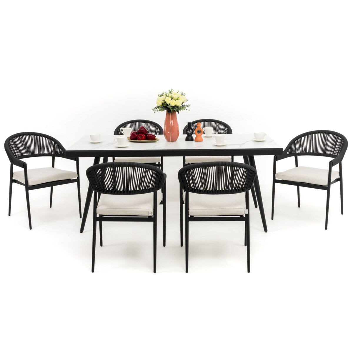 Zestaw mebli ogrodowych aluminiowe nowoczesne BELIZE biało beżowe