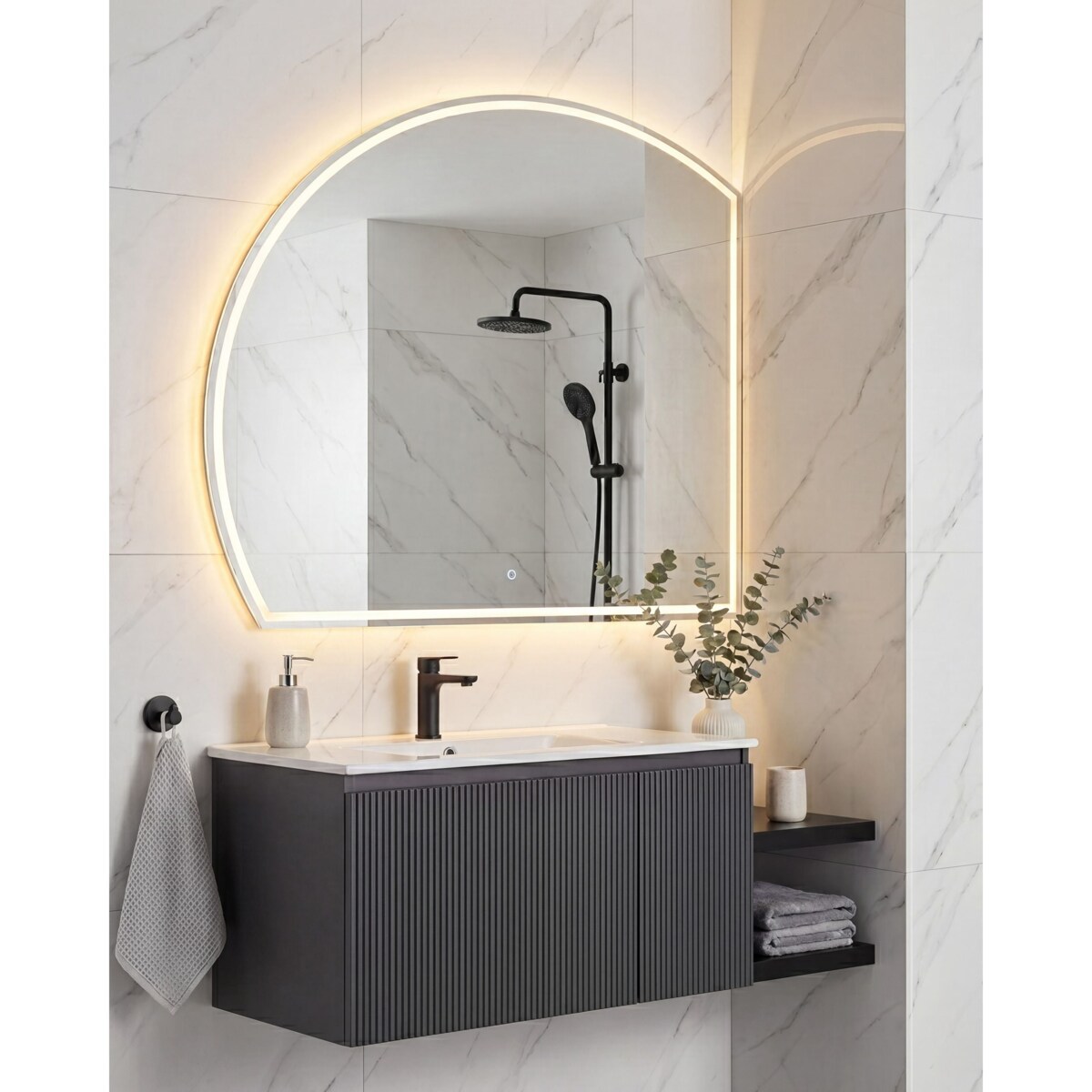 Lustro łazienkowe LED OZENAY 100 cm 100 cm Srebrny
