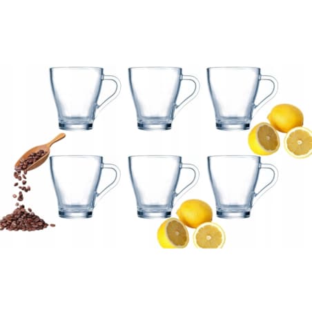 SZKLANKI 280 ml 6szt DO KAWY herbaty napoje LUMINARC prezent mamy z uchem