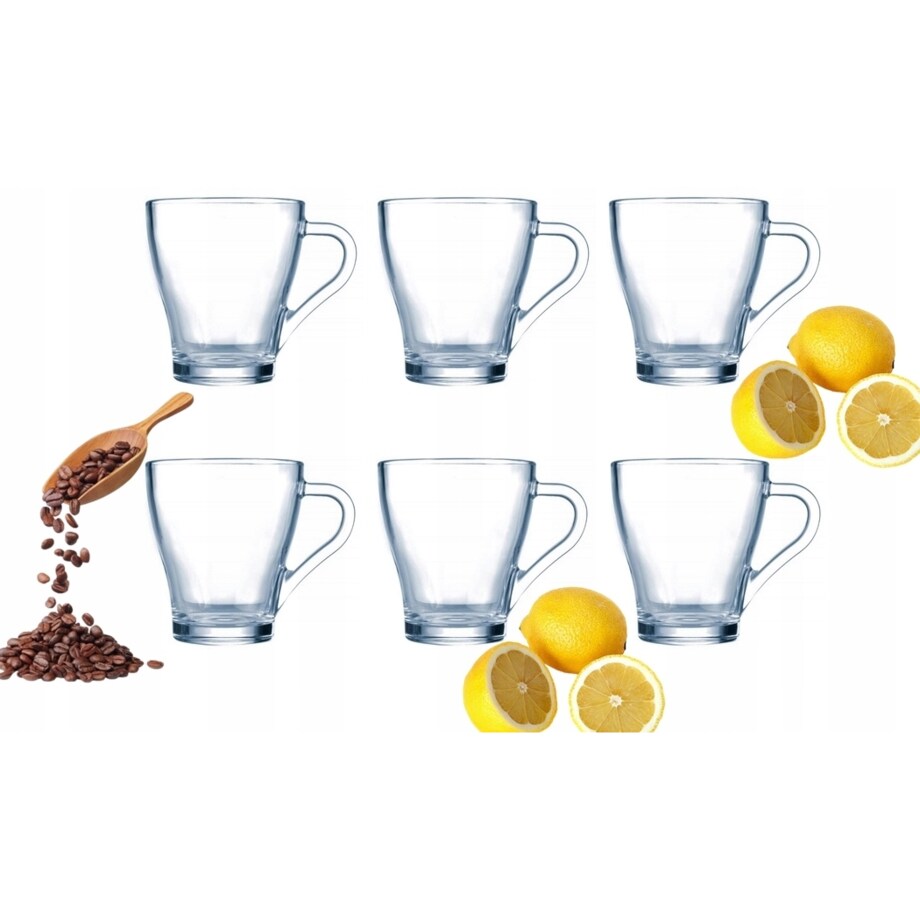 SZKLANKI 280 ml 6szt DO KAWY herbaty napoje LUMINARC prezent mamy z uchem