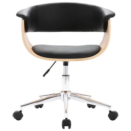 vidaXL Obrotowe krzesło biurowe, czarne, gięte drewno i sztuczna skóra