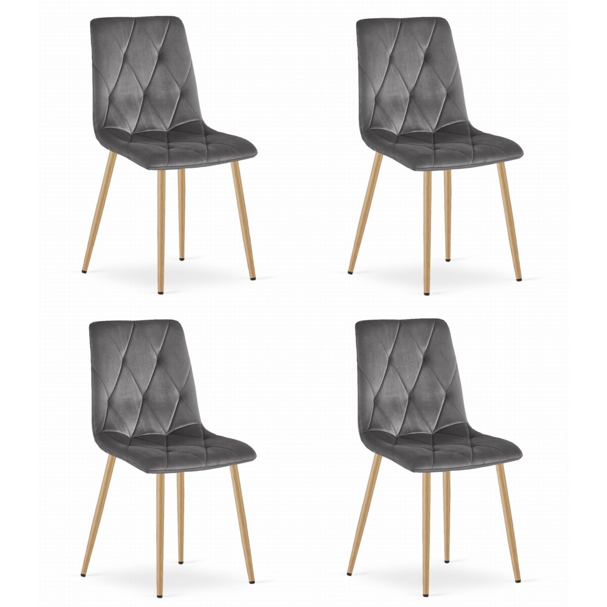 Krzesło Do Jadalni Kuchni Salonu Libra - Ciemny Szary Aksamit / Nogi Kolor Drewna X 4