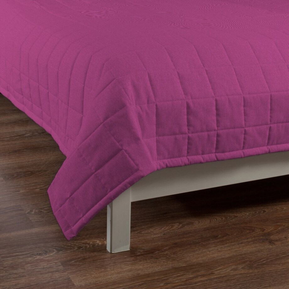 Narzuta pikowana w kratę 260x210 amarant