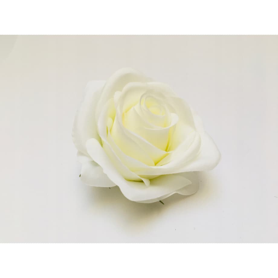 SZTUCZNE KWIATY główka kwiatowa wyrobowa RÓŻA całkiem BIAŁA bukiet stroik