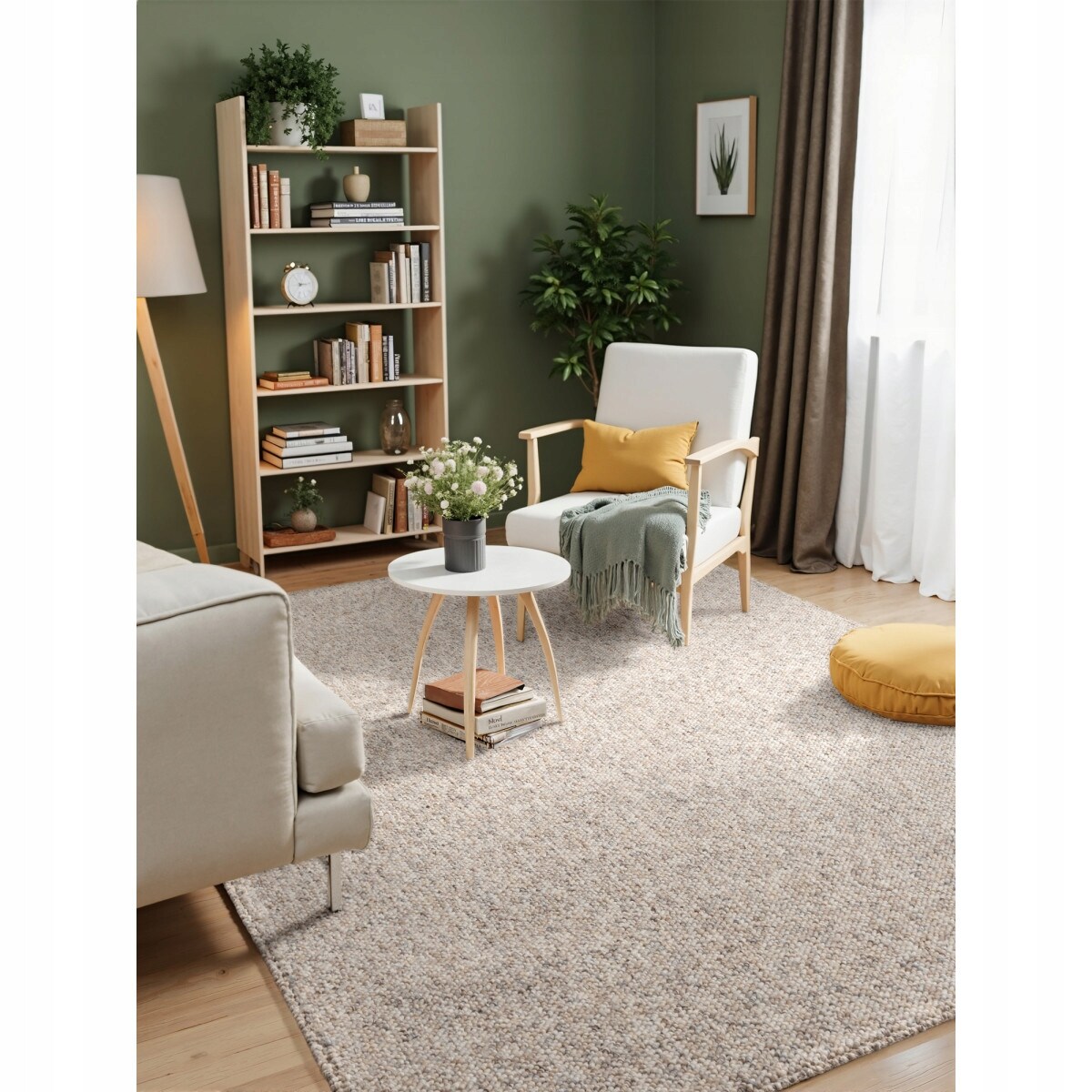 Dywan płasko tkany do salonu 120x170cm, szaro kremowa pętelka