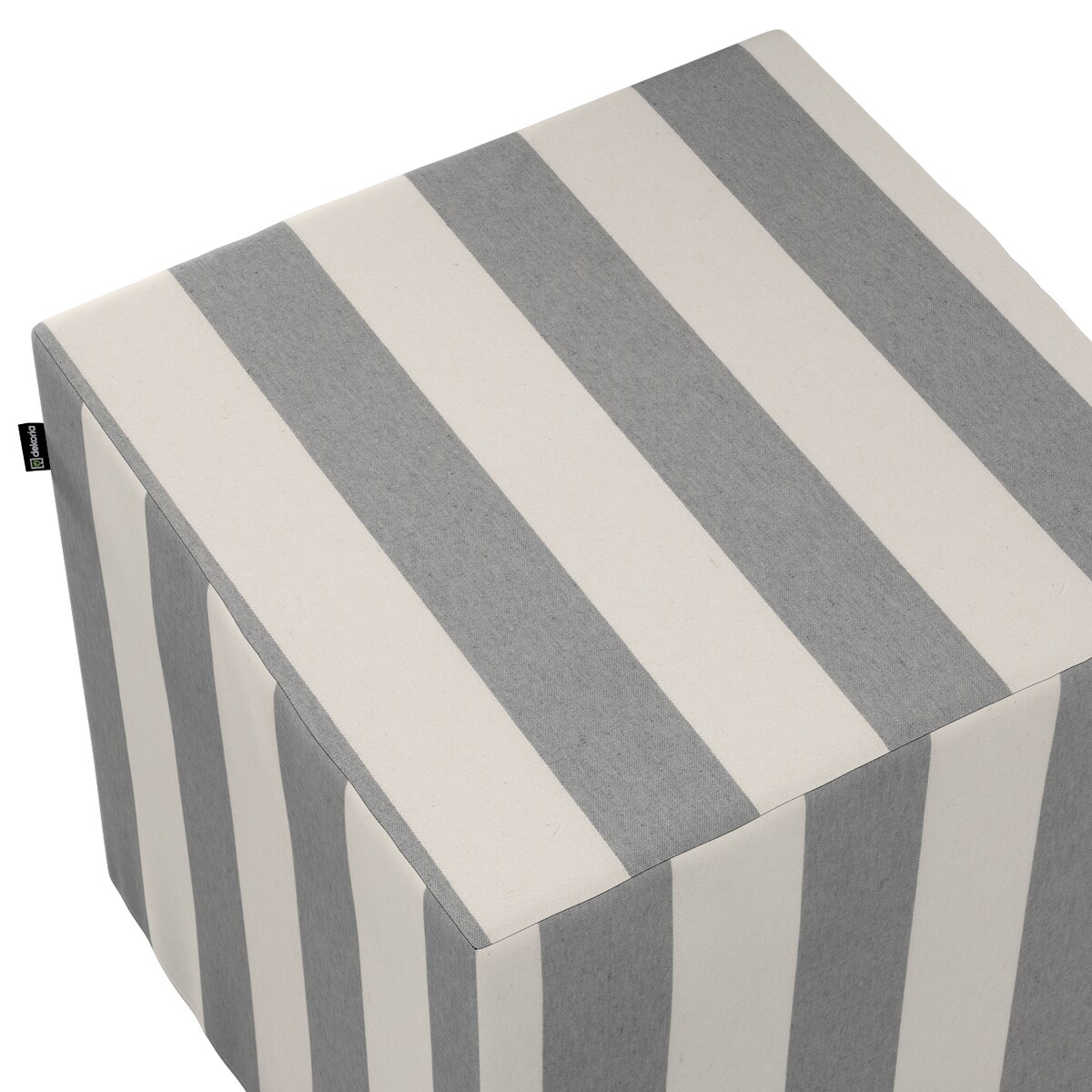 Pufa kostka, biało-szare pionowe pasy (5,5cm), 40 x 40 x 40 cm, Quadro