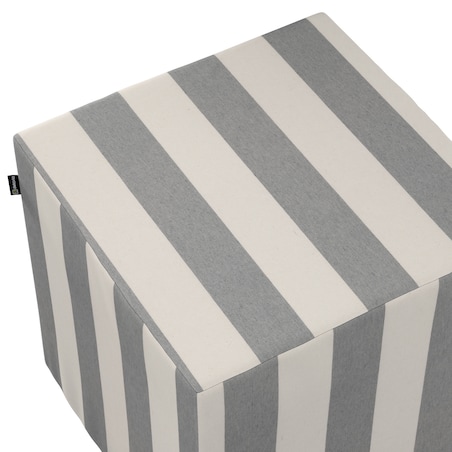 Pufa kostka, biało-szare pionowe pasy (5,5cm), 40 x 40 x 40 cm, Quadro