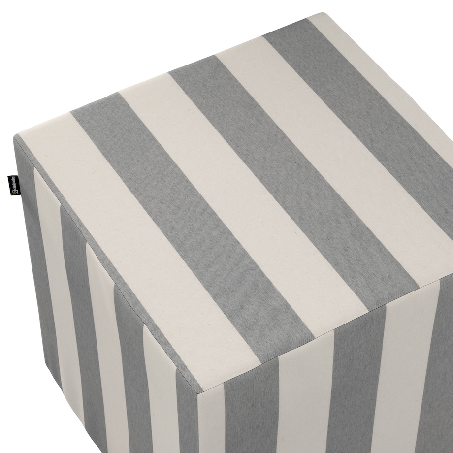 Pufa kostka, biało-szare pionowe pasy (5,5cm), 40 x 40 x 40 cm, Quadro