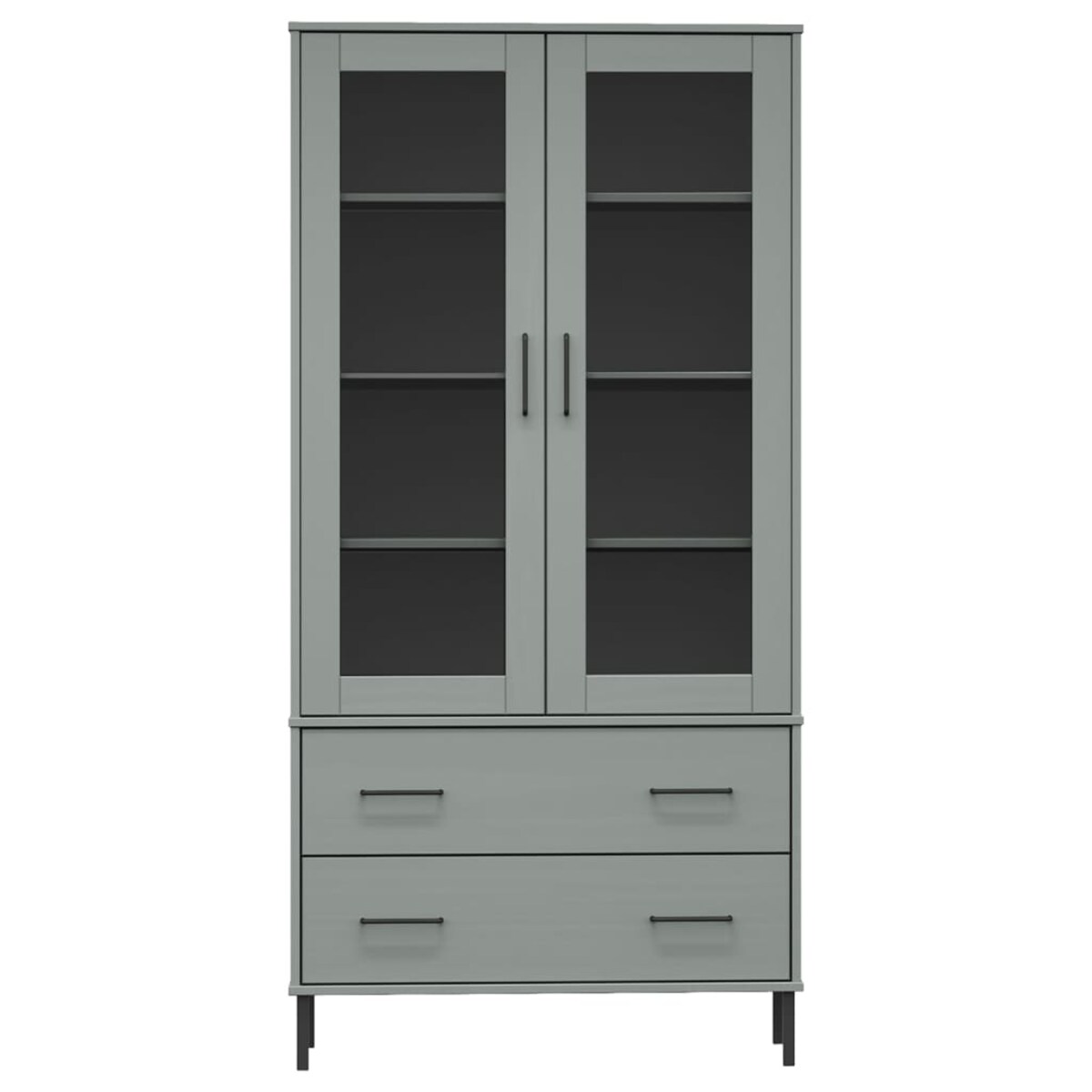 vidaXL Regał OSLO, metalowe nóżki, szary, 85x35x172,5 cm, lite drewno