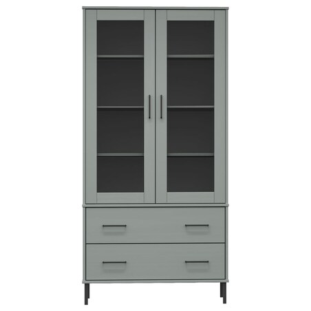 vidaXL Regał OSLO, metalowe nóżki, szary, 85x35x172,5 cm, lite drewno